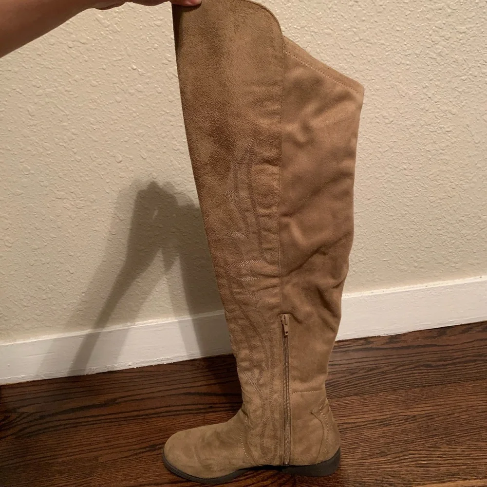 me too Tan Suede Boho Over-the-Knee Boots